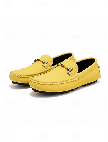 Mocasines amarillos para hombre, estilo isleño y crucero, zapatos náuticos informales sin cordones, zapatos ligeros para vacaciones en cruceros, resorts y zonas costeras.