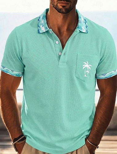  Herren Golfshirt Piqué-Poloshirt Lässig Geschäft Gerippter Polokragen Kurze Ärmel Mode Basic Einfarbig Karomuster Knöpfe Logo Sommer Frühling Frühling & Herbst Normale Passform Blau Weiß Marineblau