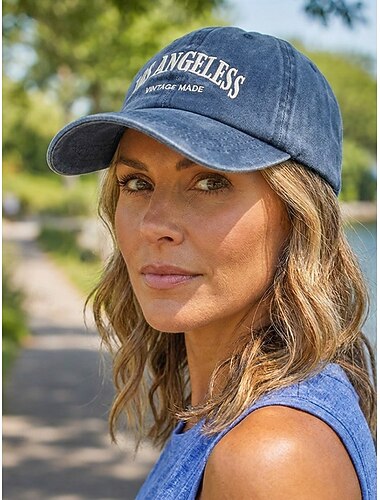  Dames baseballpet van gewassen katoen met geborduurde letters, verstelbare vintage 'dad hat', veelkleurige casual zomerpet voor op reis, buitenactiviteiten, dagelijks gebruik en bescherming tegen de