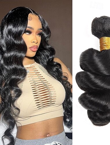  Braziliaans mensenhaar 1b # natuurlijke zwarte kleur losse golven mensenhaar 1 bundel 12-30 inch