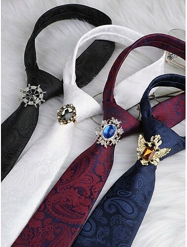  Clemă de cravată bărbătească din aliaj de lux cu pietre prețioase, accesoriu de cravată formală multicoloră și multi-stil pentru nuntă, banchet de afaceri, decor vintage pentru cămașă, cravată