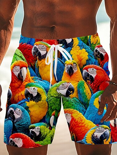  Voor heren dier Papegaai Lange zwembroeken Badpakken Zwembroeken Boardshorts Medium Taille Hawaii Dagelijks Strandvakantie Zijzakken Mesh voering Elastische tailleband met trekkoord Ontwerper Kleding
