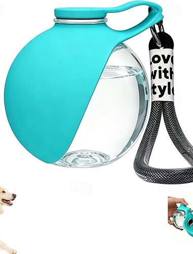  Borraccia per cani con ciotola in silicone pieghevole, 285 ml, a prova di perdite, portatile, leggera, compatta, ideale per viaggi ed escursioni, contenitore trasparente.