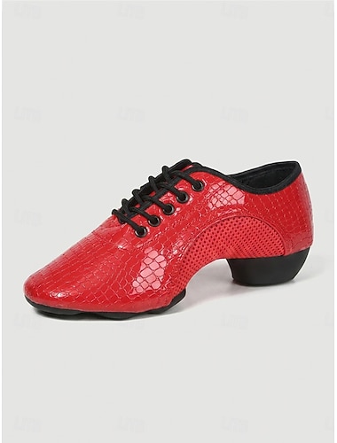  Rode oefenschoenen voor dames voor Latijns-Amerikaanse dans – professionele ballroomtrainingsschoenen met ademende mesh-panelen en een flexibele, gesplitste, gedempte zool. &Stabiele hak voor salsa,