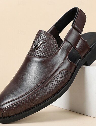  Per uomo Classico Casual Quotidiano Pelle PU Confortevole Traspirante Fibbia Bianco Nero Estate Primavera