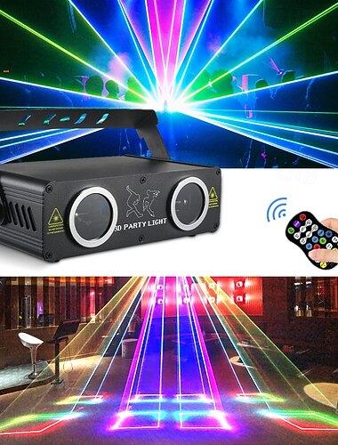 DJ-laserlampor för fest, professionell RGB-laserljusshowprojektor med stöd för DMX, ljudaktiverad med fjärrkontroll för inomhusfester, discoklubb, KTV-bar, scen-DJ-belysning