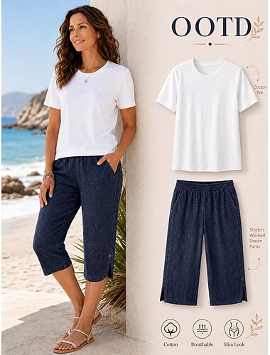  naisten farkut denim caprit loma perus caprit korkea vyötärö mukavuus mukava joustamaton loma muodollinen arkikäyttöön musta tummansininen taivaansininen kesä kevät normaali istuvuus