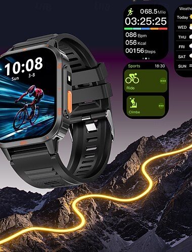  Militärtålig smartklocka för män, smartklocka med Bluetooth-samtal, 1,83" storskärms fitnesstracker, pulsmätare för sömn, sportklocka för utomhusbruk för Android iOS, ram i svart zinklegering