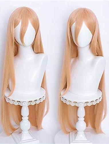  Długa brzoskwiniowo-blond peruka do cosplayu anime z grzywką – włosy w kostiumie dziewczyny z Supernatural Battle