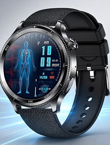  Reloj inteligente para hombre (contestar/realizar llamadas), monitor de actividad física con pantalla táctil HD redonda de 1,39" con monitor de frecuencia cardíaca, sueño y SpO2, resistente al agua