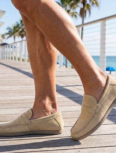  férfi krémszínű, penny loafers – könnyű, bebújós hétköznapi cipők, kényelmes üdülőcipők nyaraláshoz, hétvégi kikapcsolódáshoz és mindennapi viseletre