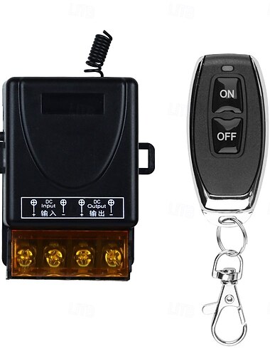  Controle remoto sem fio DC 12V 24V 36V 48V, kit transmissor e receptor de alta potência RF 433MHz com relé de 1 canal e 30A para motor, bomba d'água, luz LED, abridor de portão, controlador sem fio