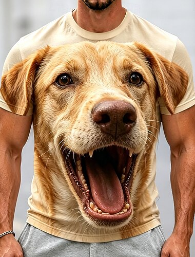  Herre Dyr Hund T skjorte Kortermet T skjorte 3D-utskrift Crew-hals Skjorte Morsom Avslappet Daglig Gate Svart Gul Militærgrønn Sommer Vår Klær S M L XL 2XL 3XL