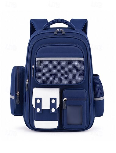  Schoolrugzak voor jongens en meisjes, ruime rugzak met meerdere compartimenten, waterbestendige polyester rugzak, reflecterend veiligheidsdesign, lichtgewicht schooltas voor groep 1 t/m 6,