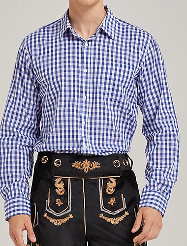  Oktoberfest Bluse / Skjorte lederhosen Oktoberfest / øl bayerske bayerske Wiesn Tradisjonell stil Enger Herre Tradisjonell stil klut