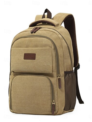 Mochila unissex de lona cáqui para estudantes universitários - mochila escolar universitária de grande capacidade com compartimento para laptop. &vários bolsos - estilo vintage