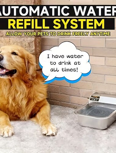  Dispensador automático de agua para perros, bebedero grande de acero inoxidable 304 para mascotas de interior y exterior, con llenado automático.