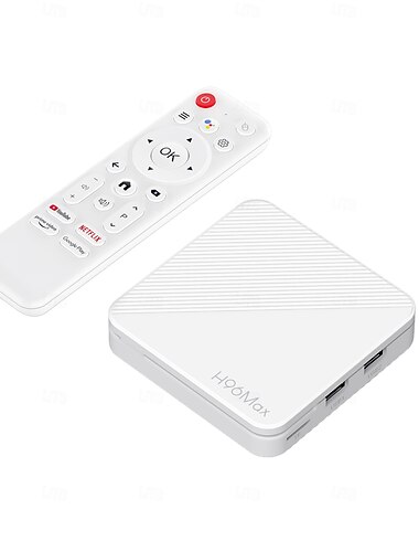  h96 max android tv-boksi 2gb RAM 16gb ROM 4k ultra hd älykäs suoratoistomediasoitin Google Assistant -äänikomentokaukolla, tukee Netflixiä, YouTubea, Prime Videota, Google Playta, kaksois-wifi-boksi