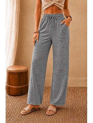  Damskie Spodnie do yogi Spodnie szerokie nogawki Typu Chino Aktywny Moda Pełna długość Wysoka talia Komfort Elastyczny Urlop Formalny Szary Zielony Ciemnoniebieski Ciemnoszary Lato Wiosna Luźna