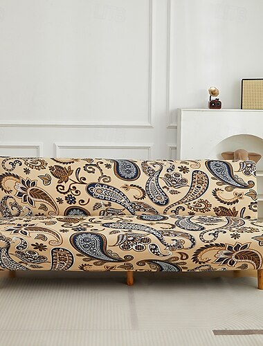  Bedrukte futonhoes, elastische hoes voor slaapbank, eenpersoons- en tweepersoonsmaten, armloze bank, loveseat beschermhoes met elastische onderkant voor woonkamer- en slaapkamermeubels.