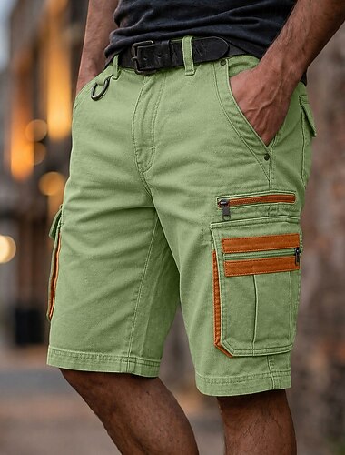  Miesten Mukava vyötärö Taktinen rahti Lasten shortsit Shortsit Rennot shortsit Tilkkutäkki Useita taskuja Solid Color Polven pituus Kausaliteetti ulko- Katuvaatteet Muoti Katutyyli Khaki Musta