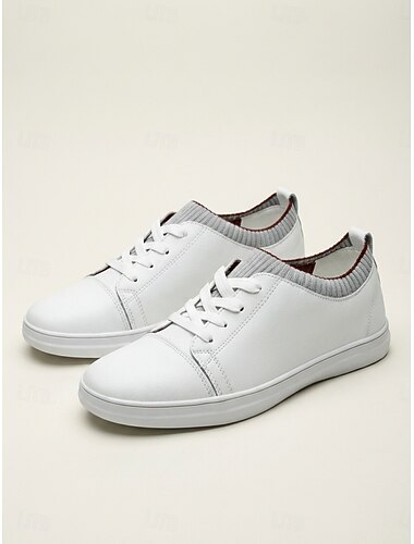  Baskets basses blanches pour homme, chaussures de marche décontractées à lacets, chaussures minimalistes et confortables pour les concerts, le streetwear et le quotidien.