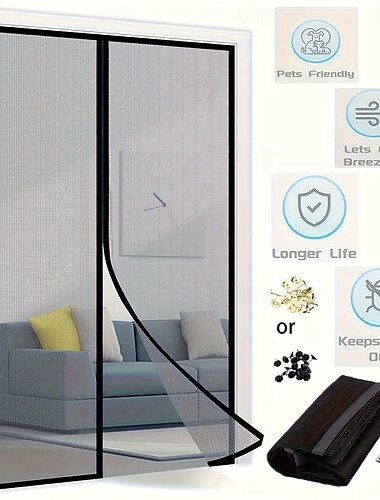  Cortina magnética antimosquito para janelas, tela mosquiteira com fechamento automático para ventilação doméstica, tela magnética para portas, item essencial para o verão.