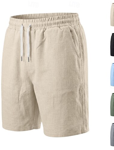  Homme Shorts Shorts d'été Shorts de plage Cordon de serrage Avec Poches Taille Élastique Uni Confort Respirant Longueur Genou Occasionnel Quotidien Extérieur Vacances Mode Noir Vert Véronèse Non