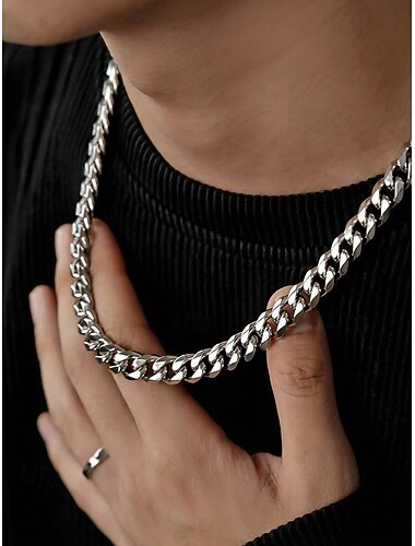  Herenketting van roestvrij staal met Cubaanse schakels, een gepolijste, robuuste ketting voor casual streetwear, zomerse mode, dagelijks gebruik, een ideaal cadeau voor liefhebbers van trendy stijl.