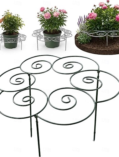  metall plantestøttering, hageplantestøttepinner for blomster og grønnsaker, plantebur i jern, utendørs planteholder for oppreist vekst plen terrasse hagestøtteramme