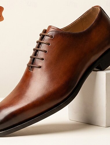  Scarpe eleganti Oxford da uomo in vera pelle, scarpe formali stringate di alta qualità per ufficio, matrimoni, banchetti, riunioni, chiesa e stile gentiluomo.