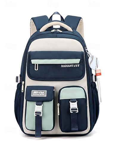  Zaino multicolore per bambini, borsa scolastica in poliestere resistente all'acqua, zaino multi-scomparto di grande capacità con passante per trolley per ragazzi e ragazze, ritorno a scuola, sport,