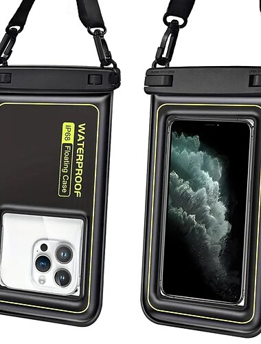  Funda universal flotante e impermeable para teléfono, bolsa seca subacuática IP68 con cordón para iPhone 17 16 15 Pro Max, Samsung S26 S25 Ultra, Pixel - ventana transparente para la cámara, ideal