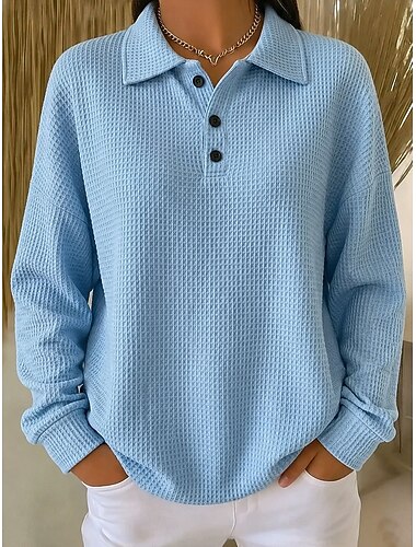 Damen Kapuzenshirts Einfach Lässig Langarm Rundhals Normale Oberteile Lässig Blau Frühling Herbst