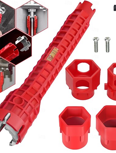  Chiave multifunzione 14 in 1 per lavello e installazione rubinetti &strumento di rimozione, chiave idraulica sottolavello per dadi del rubinetto, valvole di arresto angolari, tubi di alimentazione