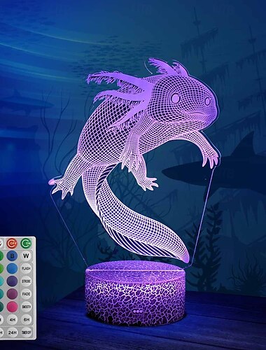  Lampada notturna 3D con telecomando touch, 16 modalità di cambio colore e timer, lampada da scrivania per la cameretta dei bambini, ideale come regalo per feste, San Valentino o compleanno.