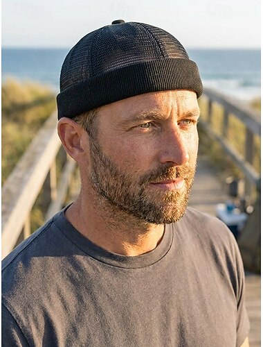  Atmungsaktive Herren-Dockermütze aus Polyester-Mesh, verstellbare, randlose Sommermütze, leichte, lässige Outdoor-Mütze für Reisen, Angeln, Radfahren, Wandern und den Alltag, mehrfarbig