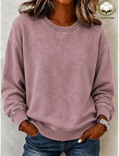  女性用 プルオーバースウェットシャツ スウェットシャツ パンク 活発的 ヴィンテージ 長袖 クルーネック レギュラートップス カジュアル 家 日常着 グレー ブラック ピンク ライトパープル グリーン 春 秋 冬