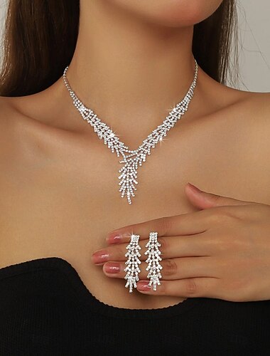  Sieradenset 2 Legering 1 Ketting Oorbellen Dames Modieus Sieraden set Voor Feest