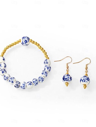  Set di Gioielli 2 Perla 1 Bracciale Orecchini Per donna Moda Elegante Parure di gioielli Per Quotidiano Feste