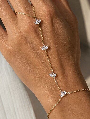  Kristall Quastenfransen Blume Elegant Strass Armband Schmuck Silber / Gold Für Party