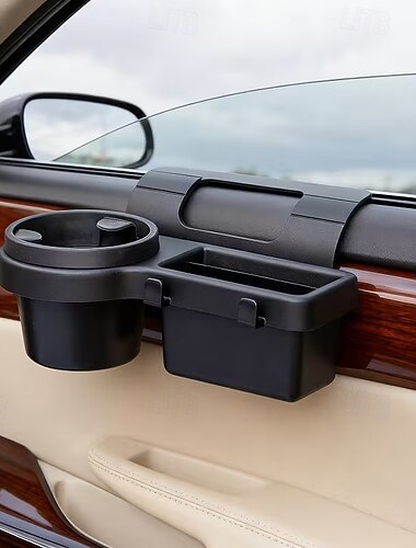  bekerhouder voor in de autoruit &Deurorganizer, multifunctionele opbergbox voor de autodeur met telefoonhouder en zijhaken voor sleutels en oplaadkabels, universele auto-interieuraccessoires, zwart