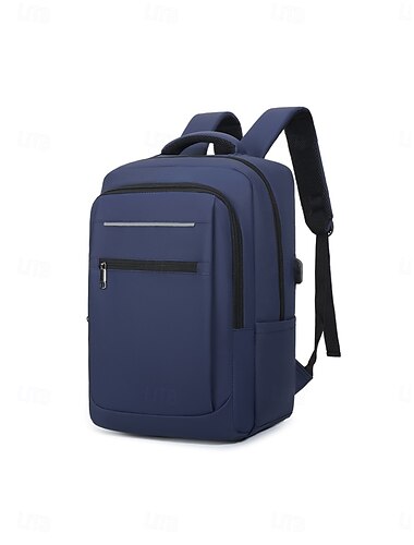  Marineblauer Business-Laptop-Rucksack für Herren, schlanker, minimalistischer Tagesrucksack mit Reißverschlusstasche vorne, gepolsterten Schultergurten, wasserabweisender Pendlerrucksack für Büro, Uni