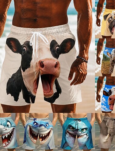  Per uomo Animale mucche Costumi da bagno Costumi da bagno Pantaloncini da bagno Pantaloncini da Surf Misura del girovita medio Divertente Quotidiano Vacanza al Mare Tasche Laterali fodera in rete