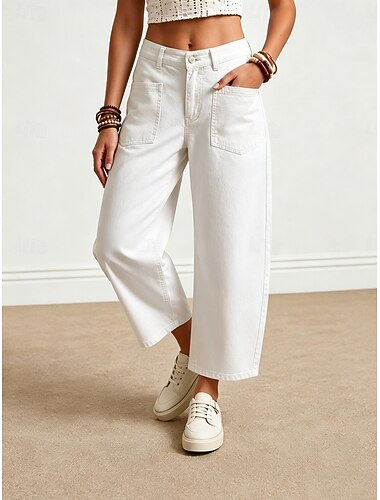  Dames Cargohosen Elegant Actief Vintage Enkellengte Hoge taille Effen Comfort Inelastisch Vakantie Formeel Wit Zwart Koningsblauw Khaki Zomer Lente Herfst