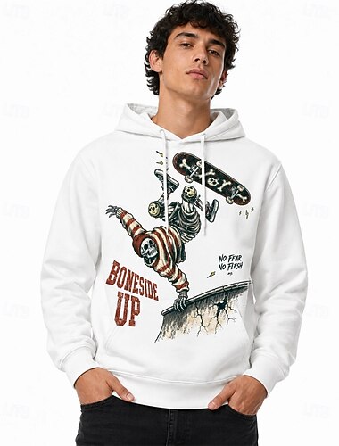  Skater cadeau Trui met capuchon Skate Bone Club Skelet Skateboard Gotisch Retro vintage Street Style voor Voor heren Volwassenen Andere afdrukken  voor Halloween Carnaval Feest Casual / Dagelijks