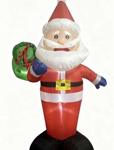  Babbo Natale gonfiabile con scatola regalo, luci a LED, decorazioni natalizie gonfiabili per interni ed esterni, cortile, giardino, prato, decorazioni per feste di Natale.