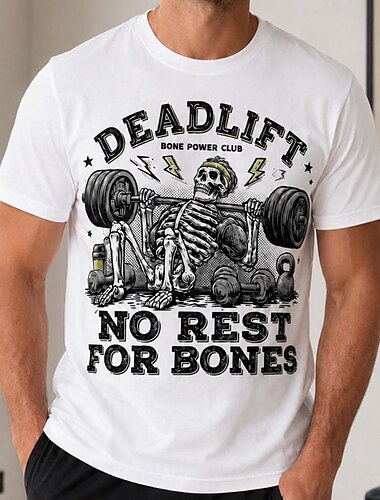  Halloween T-shirt graphique d'entraînement au soulevé de terre T-shirt Club de puissance osseuse Rétro Vintage Drôle street style Col Rond pour Homme Adulte Impression 3D  pour Halloween Carnaval