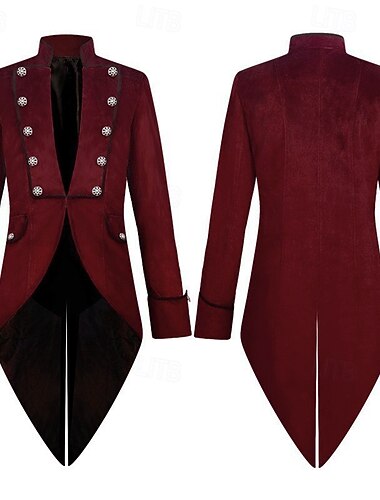  Punk  Gothic Middeleeuwse Renaissance Jas Tuxedo Rokjas Vampier Pestdokter Plus Size Verkleedkleding Mannen Ebenezer Scrooge Elf Steampunk Maskerbal Feest Avondkleding Maskerbal Volwassenen Jas Kerst