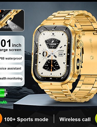  Lige universele smartwatch - multifunctioneel waterdicht horloge met stappenteller, bloeddruk- en zuurstofmeter, diverse trainingsmodi, Bluetooth-bellen, muziekbediening en LED-zaklamp.